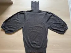 ダークグレー ハイネック バルーンスリーブ セーター S