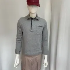 グレー ダイヤモンドパターン ポロシャツ　春秋物