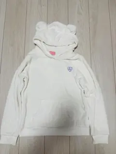 rabyraby ホワイト　クマ耳付きパーカー 150cm もこもこパーカー