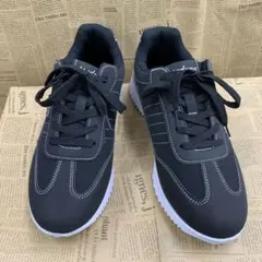 新品★メンズ★24.5cm★幅広 クッション クラシックスニーカー 黒 2389