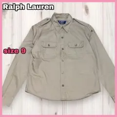 90s ラルフローレン SPORTSWOMAN ミリタリーシャツ ベージュ系