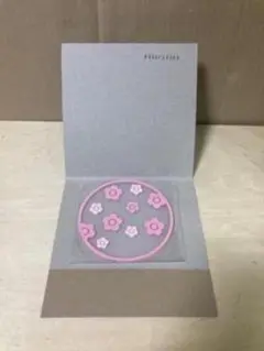 ピンク花柄フェルトカード