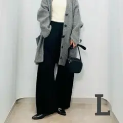【GU】スウェット3Dバレルパンツ　黒　L
