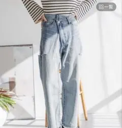 LOWRYSFARMアシメデニムパンツ