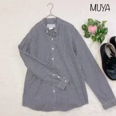 MUYA アトリエシャツ size3 チェック 白黒 スタンドカラー