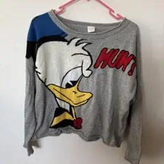 ドナルドダック ニット セーター グレー ディズニー