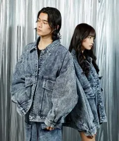 memeselect ヴィンテージケミカルブリーチボーイフレンドデニムジャケット