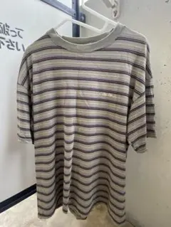 【古着】グレー ストライプ Tシャツ