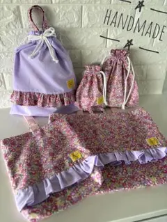 入園入学　レッスンバッグ　上靴入れ　お着替え袋　巾着袋　フリル　お稽古バッグ