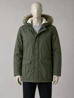 GAP 裏ボア ファー付き モッズコート カーキ 冬アウター メンズ