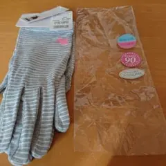 グレー ストライプ 手袋 UVカット 90%以上