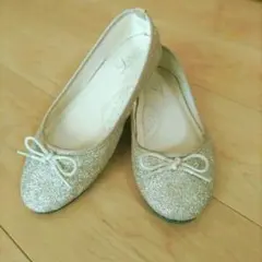 LeLien ゴールド グリッターバレエシューズ
