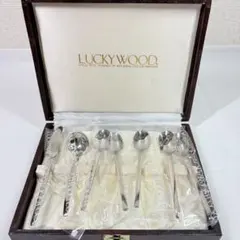 ラッキーウッド LUCKYWOOD スプーン 6本セット 20μ銀仕上げ 未使用