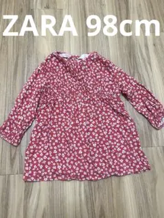 ZARA 長袖　花柄ワンピース　98cm 2-3歳