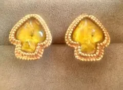 フランス製ビンテージKalingerハート型イエローイヤリング