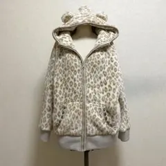 くま耳 フード ヒョウ柄 スタッズ ボアジャケット y2k 平成ギャル