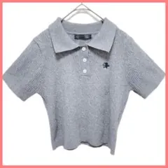 Dazy デイジー ケーブル編みニット ポロシャツ ショート丈 タイト グレー