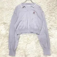 2121 良品✨オリーブデオリーブ 長袖ニットカットソー くま刺繍 ポロ襟 短丈