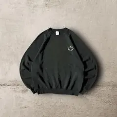 80s USA製JERZEESワンポイント刺繍ロゴラグランスリーブスウェット黒L