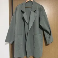 コート　ノーカラージャケット　緑