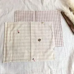 ハンドメイド ランチョンマット 2枚セット チェック柄 刺繍