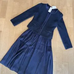 アクアガレージ　ネイビー　ツイードジャケット　スカート　2点セット