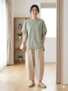 美品　スタジオクリップ　バルーンスリーブオーバーサイズTシャツ モスグリーンのサムネイル