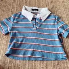 SHEIN ボーダー 爽やか ミニ丈 シャツ風 リブ ヘソだし 韓国 セクシー