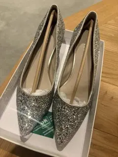 【美品】RANDAシルバーグリッターポインテッドトゥパンプス