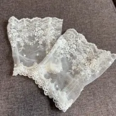 ホワイトレースアームカバー 花柄刺繍