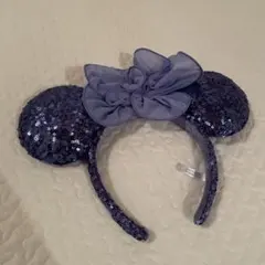 ディズニーランド　ミニー　カチューシャ　スパンコール　紫　パープル