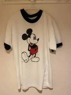 神サイズ70s顔タグDisneyミッキー白足リンガーTシャツUSA製L