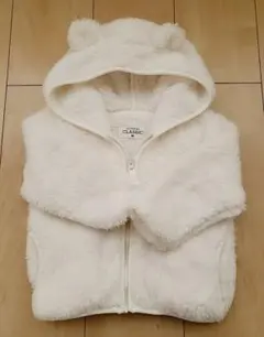美品◎ホワイトフリースフード付きアウター