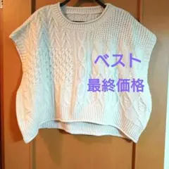 最終価格・オフホワイト系編み込みベスト・新品未使用品