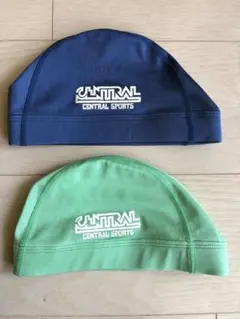 セントラルスポーツ水泳帽子　紺＆緑（Ｌサイズ）　セット売り