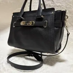 【美品✨】コーチ ショルダーバッグ 2way スワッガー レザー ブラック