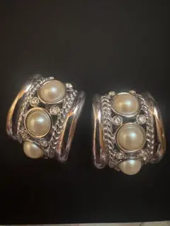 GIVENCHY ヴィンテージ フェイクパール × ラインストーン イヤリング