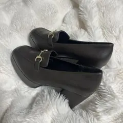 ローファー ハイヒール パンプス ブラウン