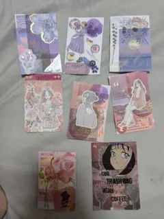 コラージュまとめ売り 紫系、ピンク系、赤系 計8枚