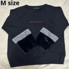 【最終価格】レディース トップス 長袖 黒 刺繍 もこもこ