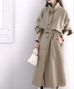 ベージュ トレンチコート ウエストベルト付き
