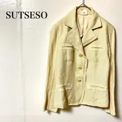 スチェッソ　ジャケット　Ｌ　テーラード　アイボリー　綿　絹　ビジネス　セレモニー