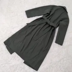 美品❗️【ナノユニバース】ウール混レディースロングコート ベルト付き カーキ