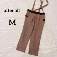サスペンダー付カジュアルパンツ　ブラウン　サロペット　チノパン　赤　チェック　M