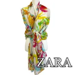 ZARA 大判ショール　ストール　ボタニカル　花柄のサムネイル