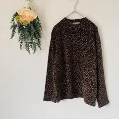 レディース カットソー トップス / ハイネック 長袖 総柄 レトロ