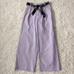 極美品　ブルーレーベルクレストブリッジ　ワイドストレートパンツ　チェックベルト