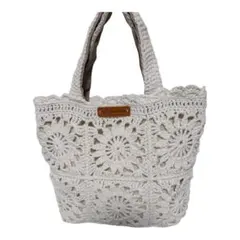 手編み★透かし★白★コットン★グラニースクエア★モチーフ編みバッグ★