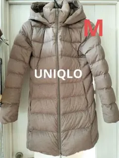 UNIQLO ブラウン フード付きベージュダウンジャケット