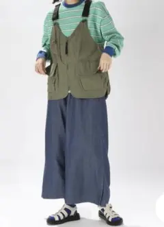 新品 niko and サラサラリネンレーヨン タックパンツ (L) ニコアンド